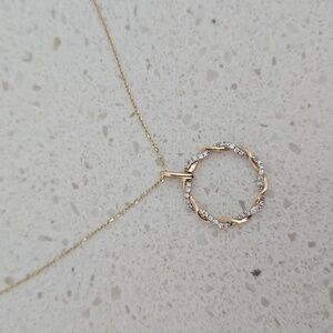 Gold and diamond circle necklace
